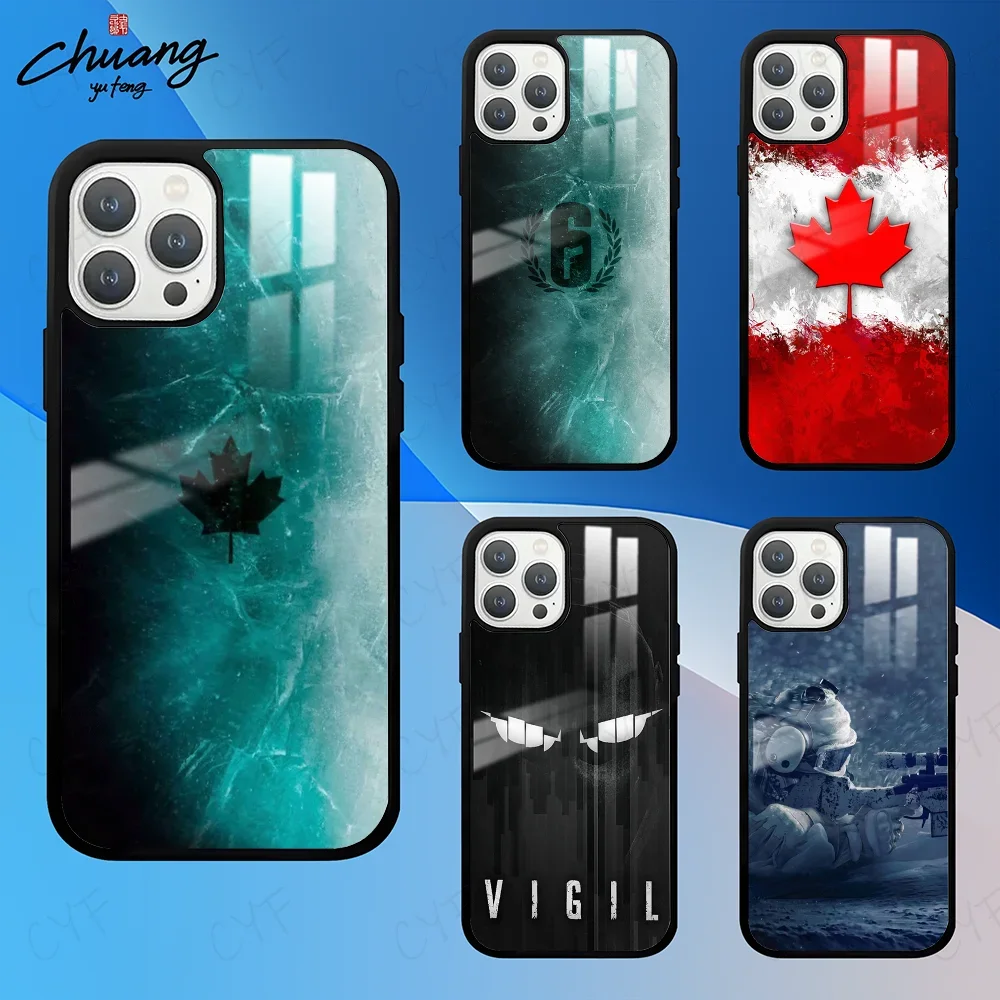 Funda de teléfono Game Rainbow S-Six S-Siege para 11 12 13 14 15 16Pro Max Mini Plus, funda de teléfono con espejo esmerilado