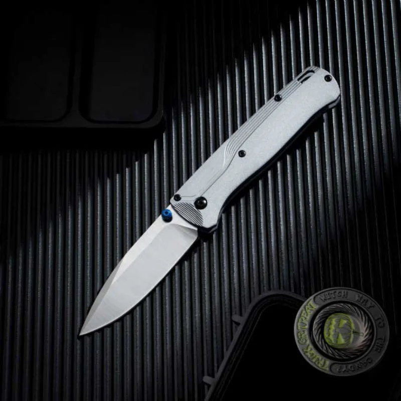 

BM535BK-4 Silver Folding Knife Outdoor Camping Fishing Jungle Hunting Adventure Tool Knife Aviation Aluminum Handle 9CR13Blade