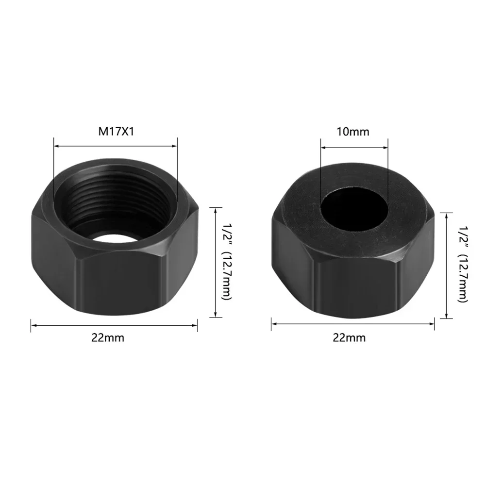 6Pcs M17 Collet Chuck Adapter With Nut Engraving Trimming Machine Electric Router Bit Collets 10mm 9.5mm 8mm 6.35mm 6mm