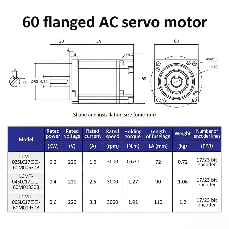 Lichuan EtherCAT servo motor brake 200W 400W 600W with servo driver LC10E and high soft cable for CNC kit