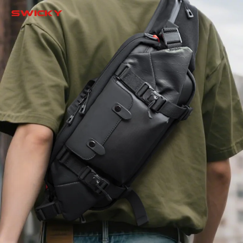 

SWICKY locomotive, functional shoulder bag, new messenger bag, men's charging tactical breast bag, travel commuter bag
