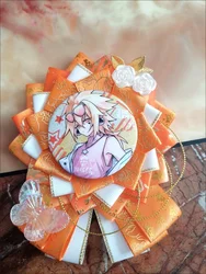 Luxury Ita Bag Accessories，Orange Badges Holder Base Tray，Ribbon Badge Rosette ，Handmade Anime cosplay Crafts，Lolita gate