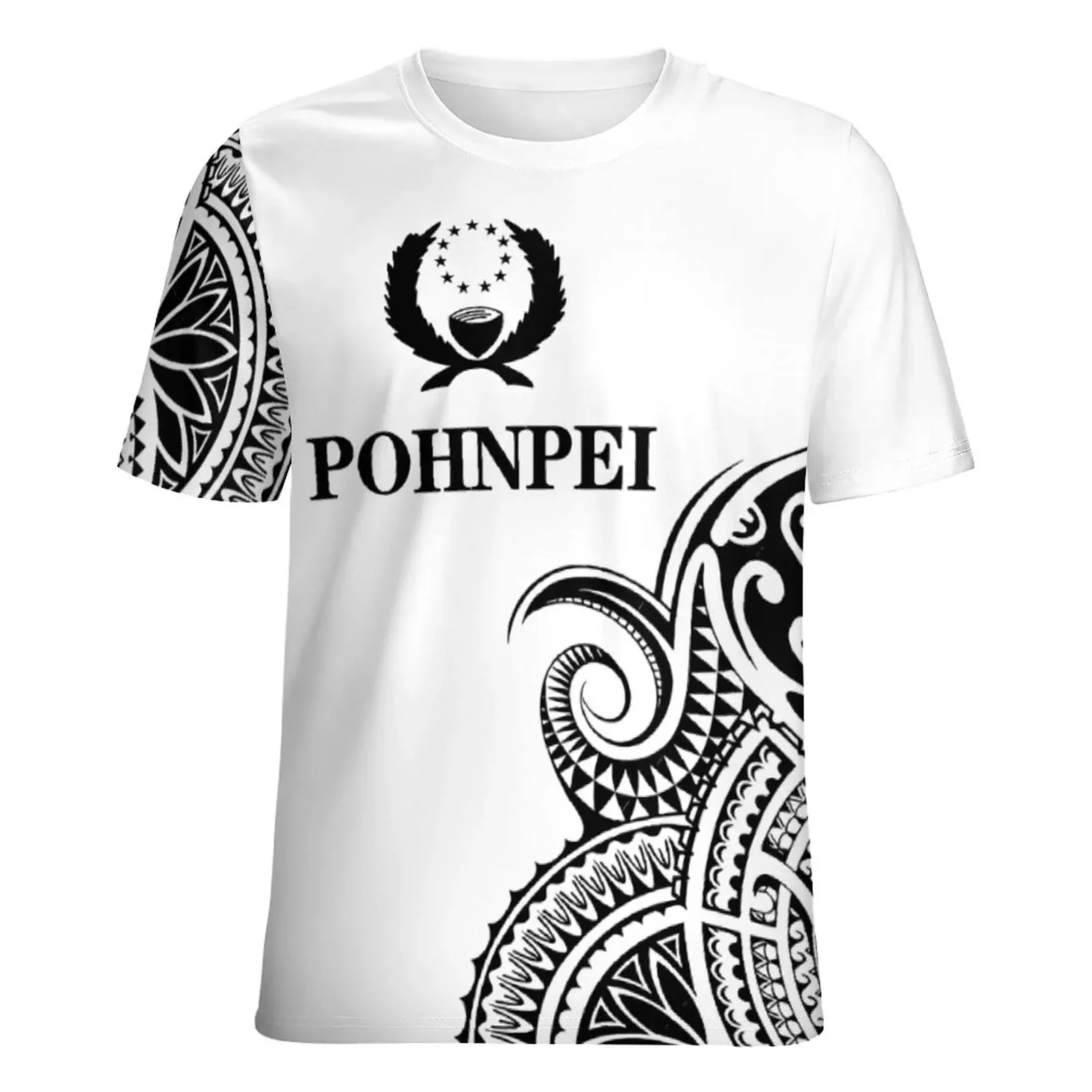 Polynesian Traditional Tribal Pattern Polyester T-shirt with High-definition Printed Short Sleeved Shirt Custom Design for Comfo