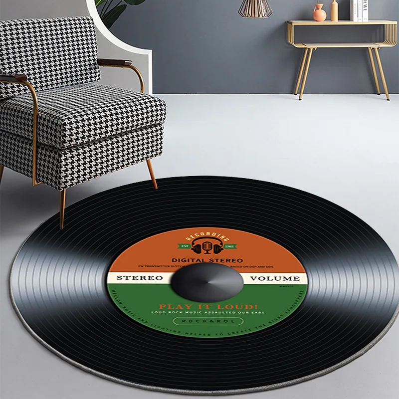 Modern Round Carpet for Living Room Large Anti Slip Bedroom Floor Mat Kids Room Music Shop Rug Home Decor 100cm 120cm