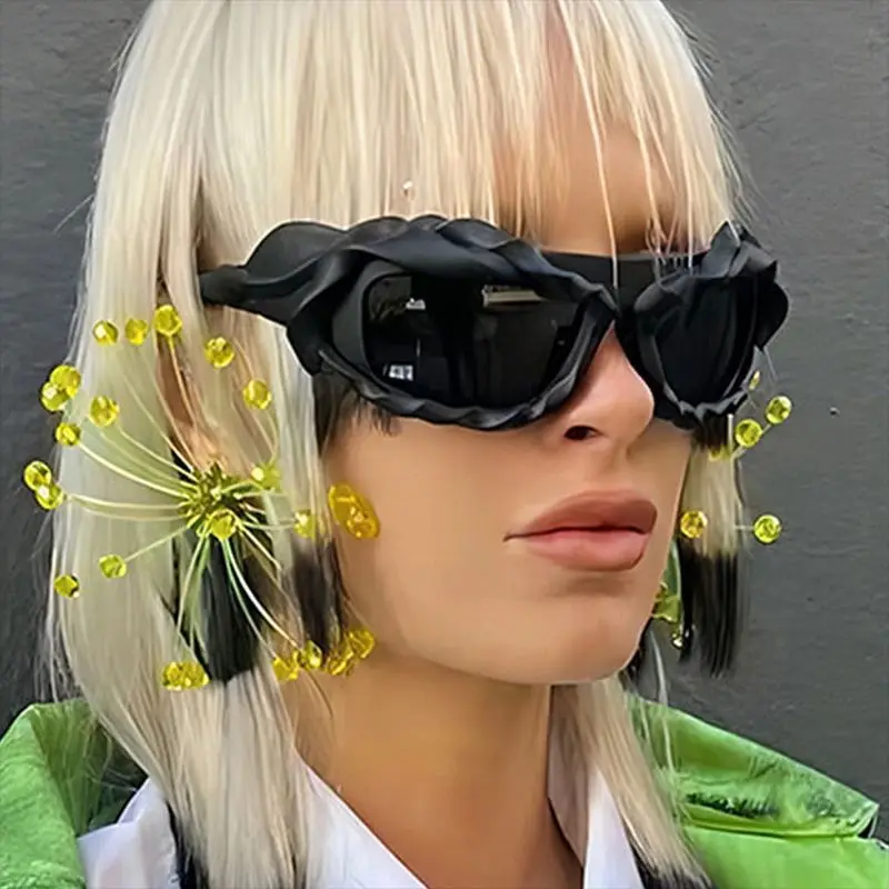 Trendige Techwear-Style Unregelmäßige Sonnenbrille, Nischendesign, Sonnenschutz & Blendschutz, Vielseitige Sonnenbrille 68192 – Detail 3