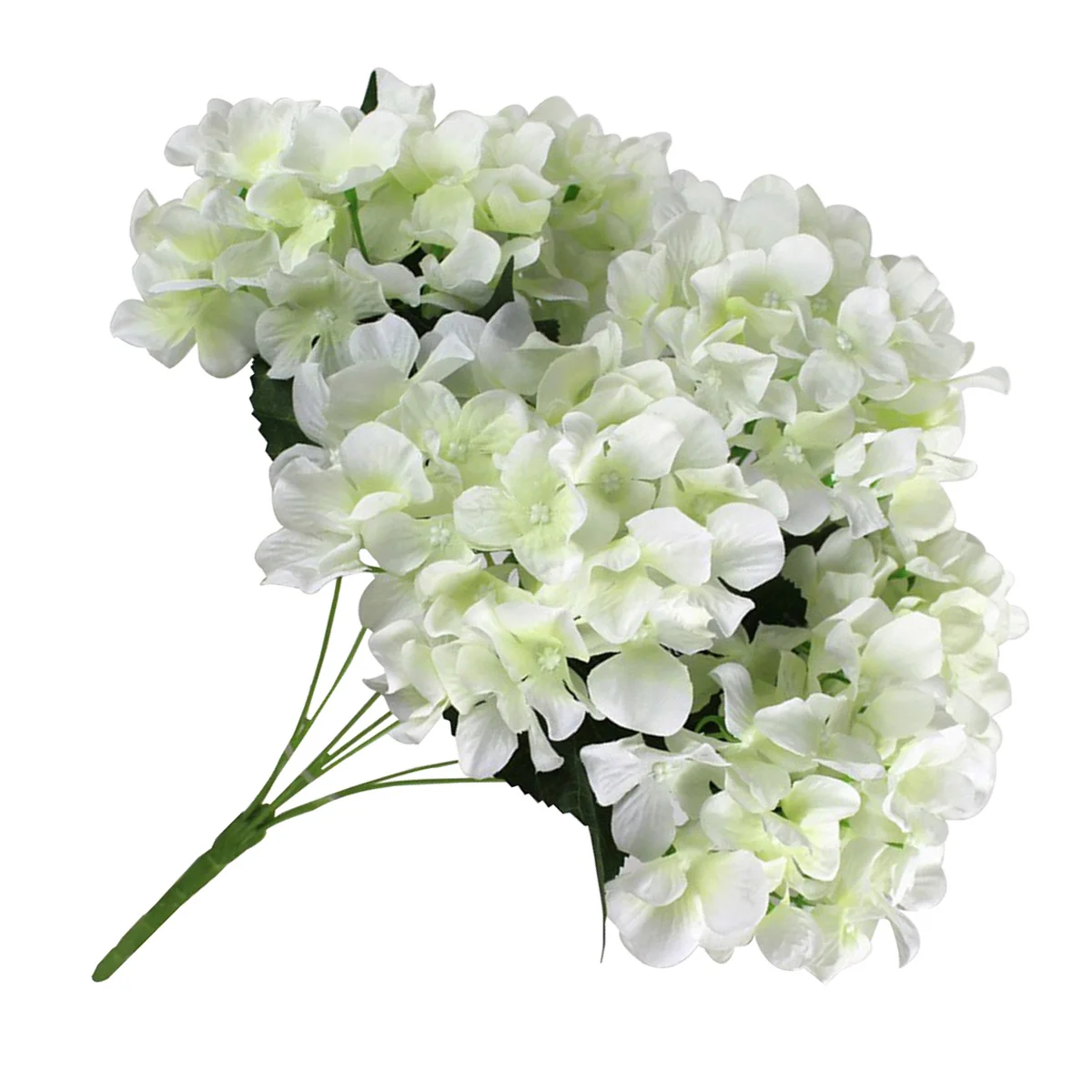 

7 Heads Artificial Hydrangea Flowers High Simulation Real Touch Fake Blooms for Wedding Bridal Bouquet Home Office Decor White
