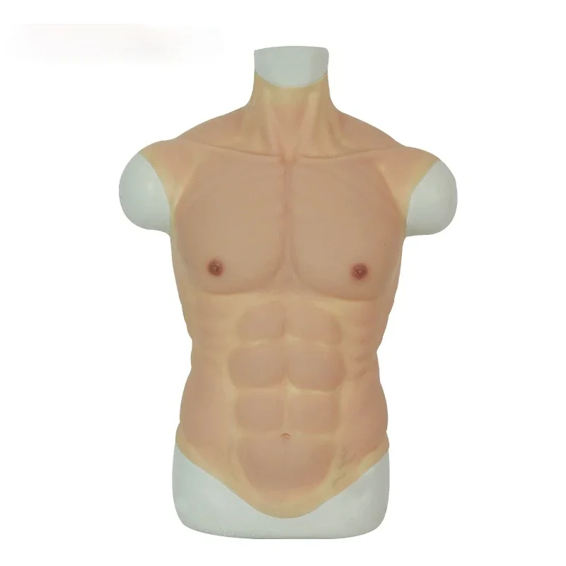 Silicone Male Fake Chest Fake Muscle Realistic Simulation Suit Costume Female Strong Male Abdominal Muscles Halloween