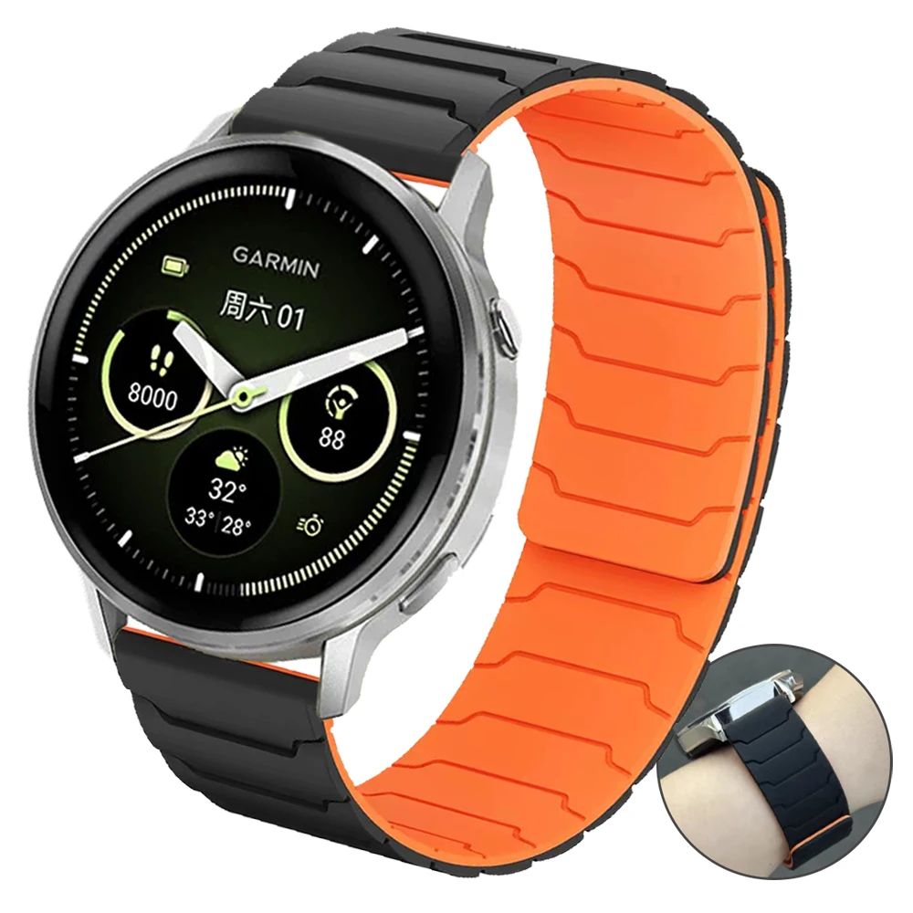 20 mm 22 mm magnetisches Silikon-Softarmband für Garmin Venu4 Sq 3 2 Forerunner 265 570 165 645 255 Music Active/Vivoactive 6 Armband