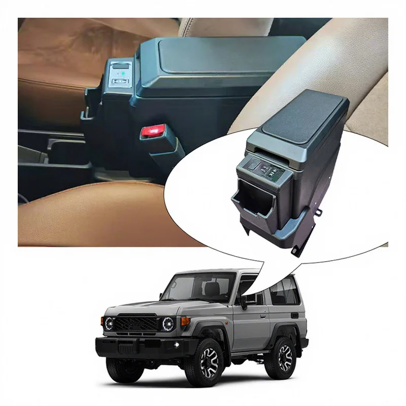 High Quality 2025 LC76 LC71 Portable Refrigerator Armrest Mini Cooler Freezer Box Car Fridges For Land Cruiser 71 76