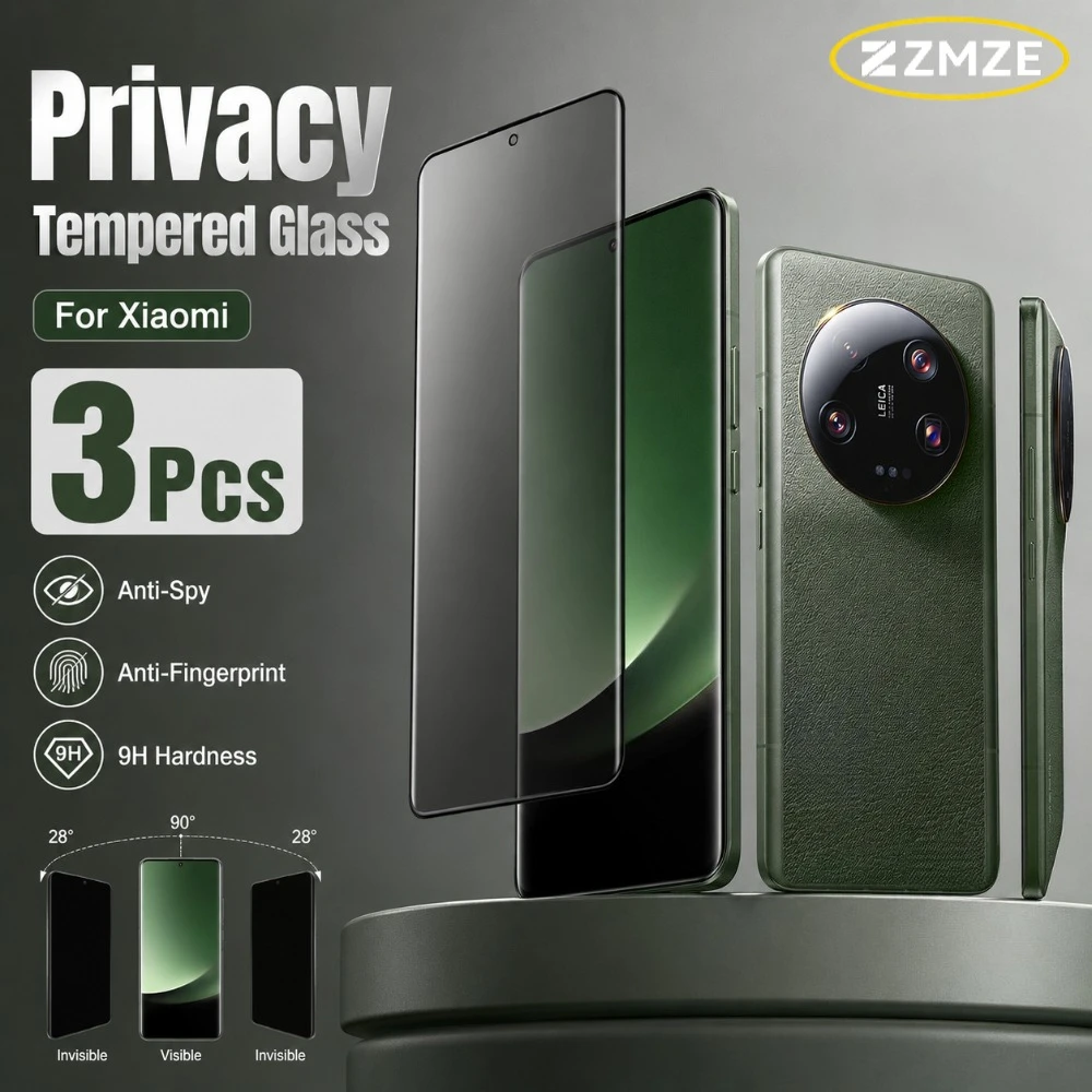 

3 Pieces Anti Peeping Tempered Glass Film For Xiaomi 15 14 13 12S Ultra 15 14 13 12S 12 12T Pro 14 civi 13 12 Lite 12X 9H Glossy