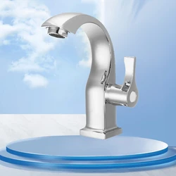 1 Chrome Plated Single Cooling Faucet, Single Hole Easy To Install, Suitable for Bathroom and Kitchen