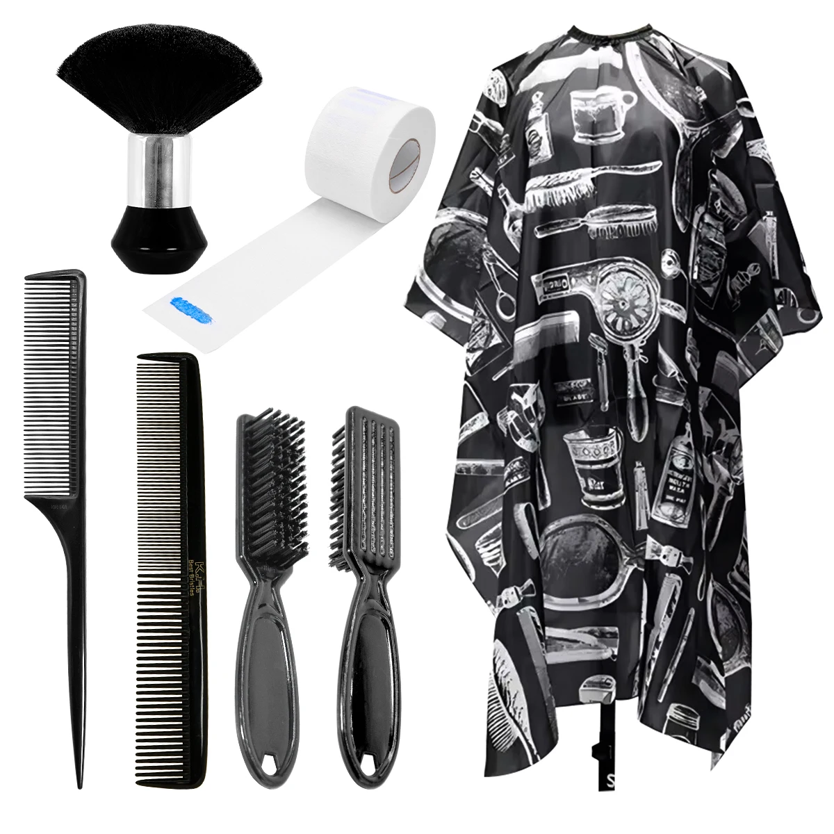 Cape de Salon de coiffure professionnelle, peignes, brosse de barbier, bande de cou – Kit d'outils de coiffure pour la maison et le Salon