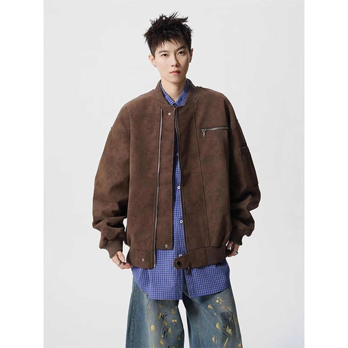 

Ретро-кожаная куртка в стиле тай-дай для мужчин и женщин, весенне-осенняя, повседневная, в байкерском стиле, уличная, модная верхняя одежда