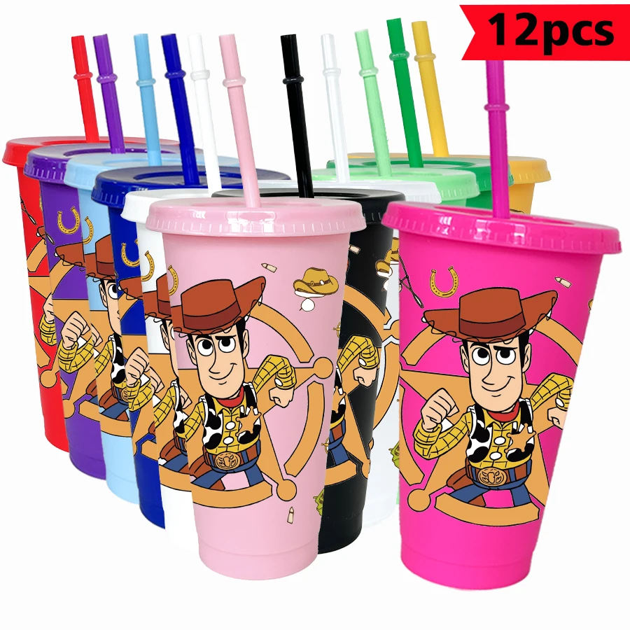 

12pcs Disney Denim Horseshoe 26oz Colorful Plastic Birthday Party Drinkware Juice Coffee Cups