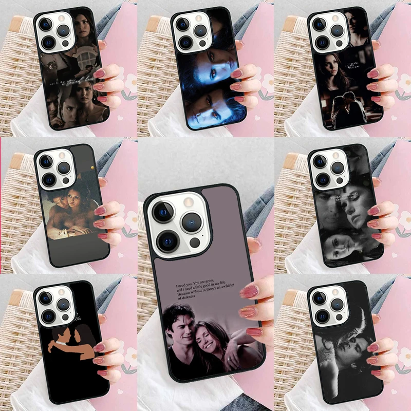 Elena Damon The Vampire Diaries Phone Case Cover For iPhone 16 15 14 plus XR XS 11 12 mini 13 pro max coque Shell