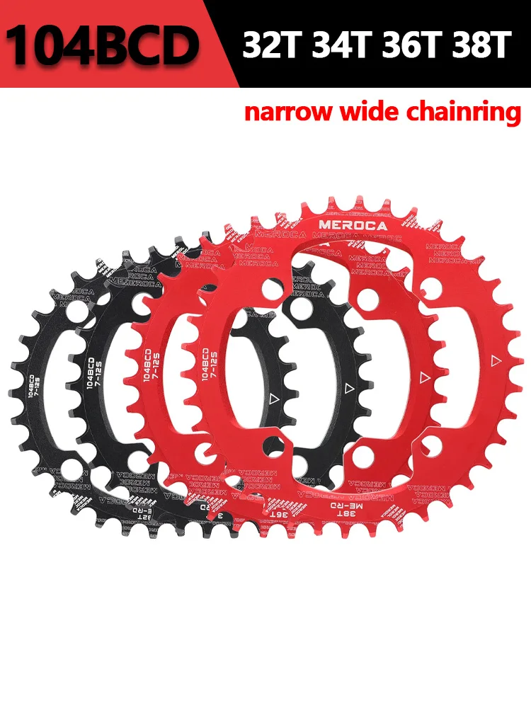 AliExpress MEROCA 104 Bcd Chainring Narrow Wide 104bcd Crown Ultralight Mountain Bike 32T 34T 36T 38T Crankset