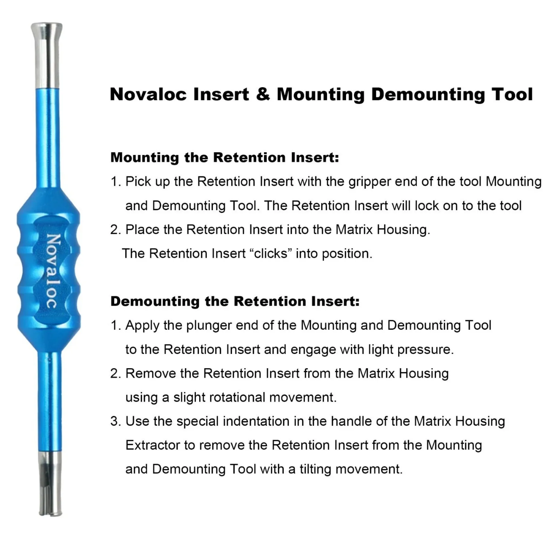 Overdenture Retention Inserts Mounting and Demounting Core Tool Implant Retention Insert Caps for Novaloc