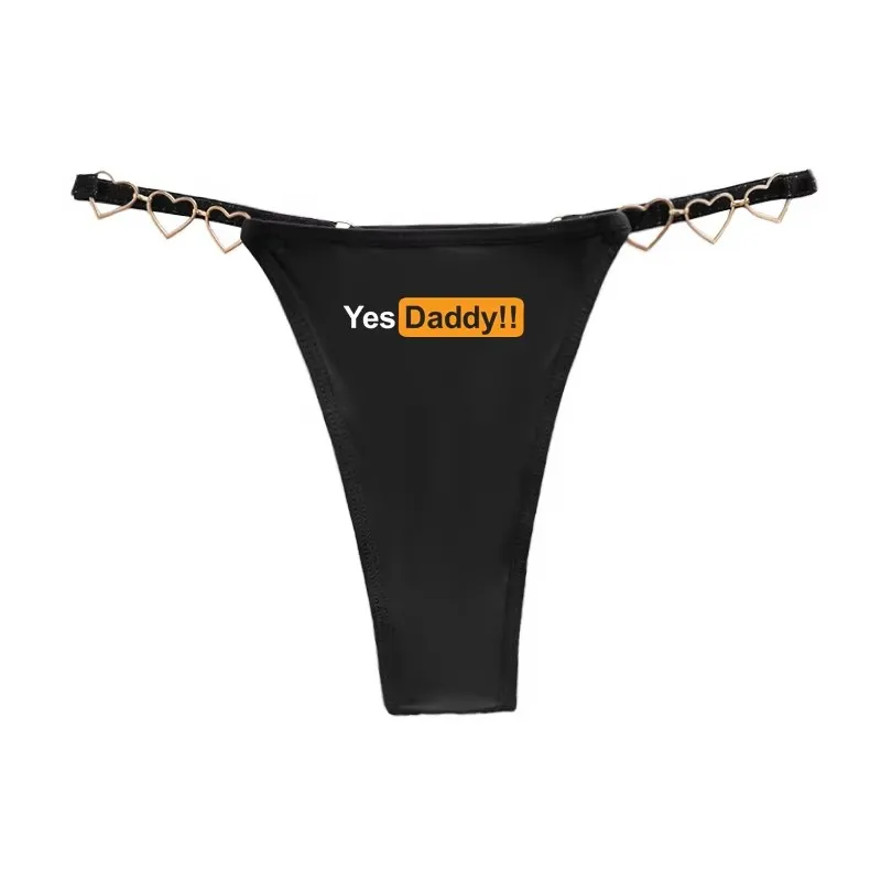 Letters Yes Daddy Print Sexy Thongs Love Heart Low-rise Thong Panties For Women Women's Thong Underwear Female Underwear Thong