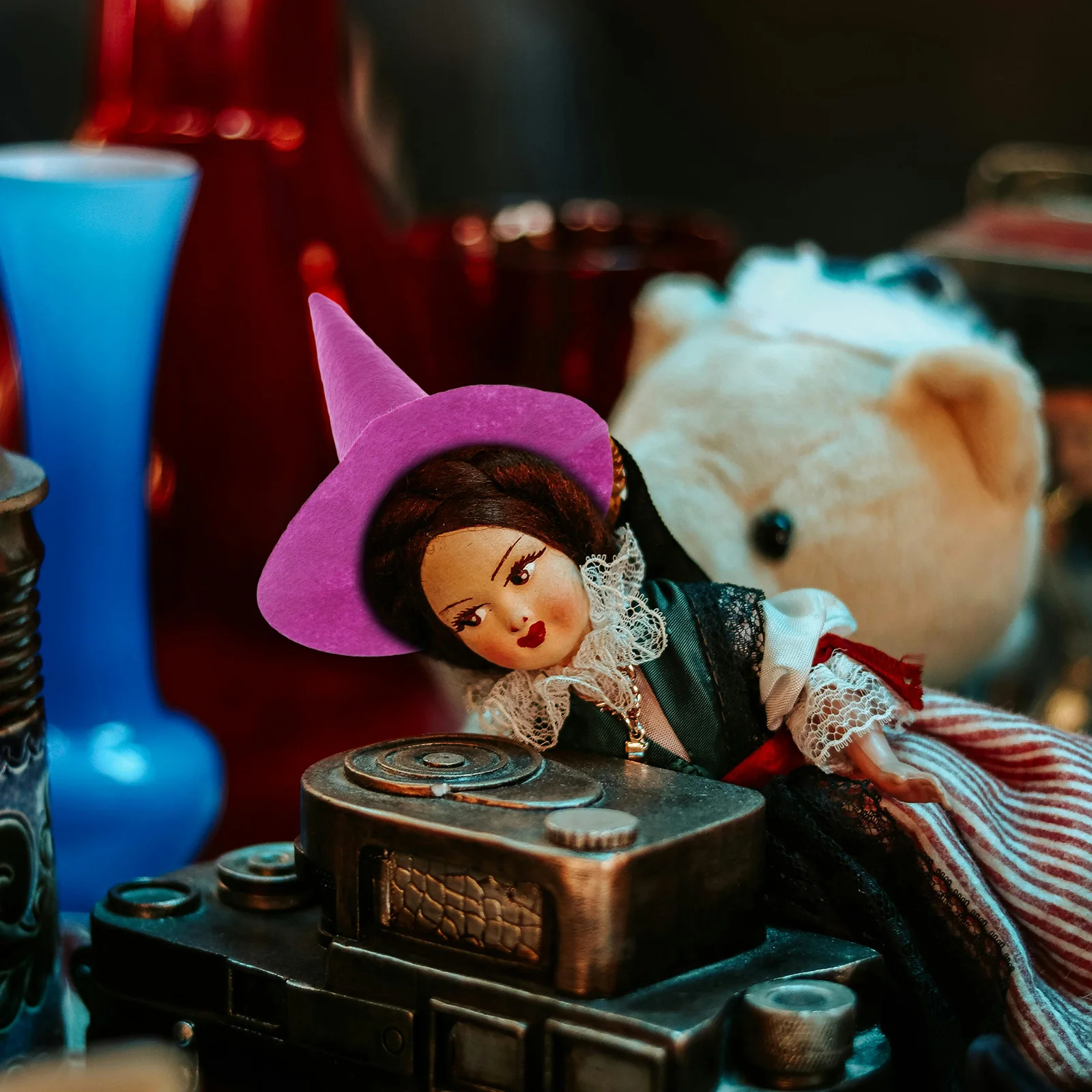 

6 Pcs Halloween Witch Hat Craft Supplies Household Indoor Decoration Festival Party Fancy Dress Felt Cloth Hats for Crafts