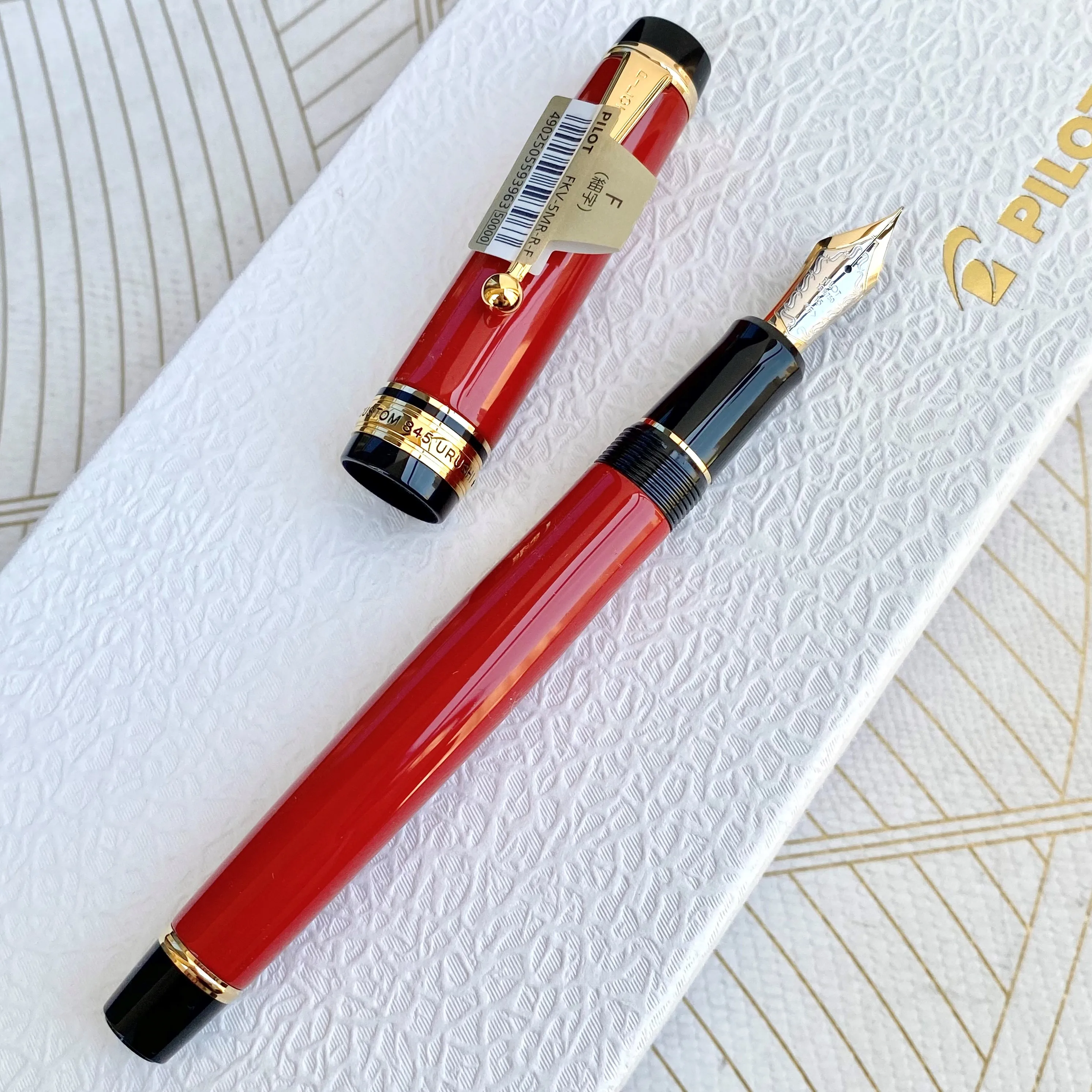 Original PILOT Custom 845 Raw Lacquer Vermilion Black Sophora No