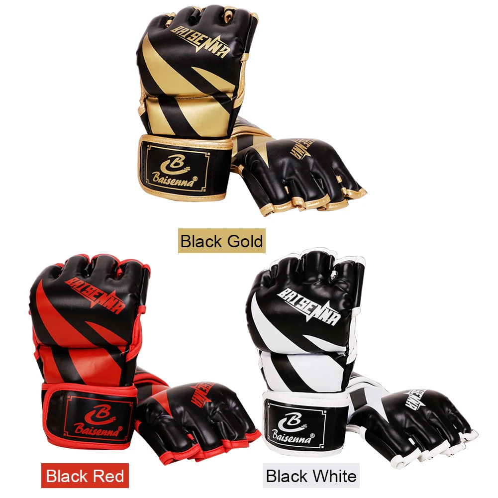 

Unisex Sparring Punching Gloves PU Leather 3cm Thickened Sandbag Training Gloves Wear Resistant Adjustable for Every Day Workout