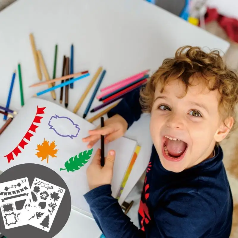 Q5WA 24PCS Planner Strancils DIY Шаблоны рисования для ноутбука дневник записной книжки