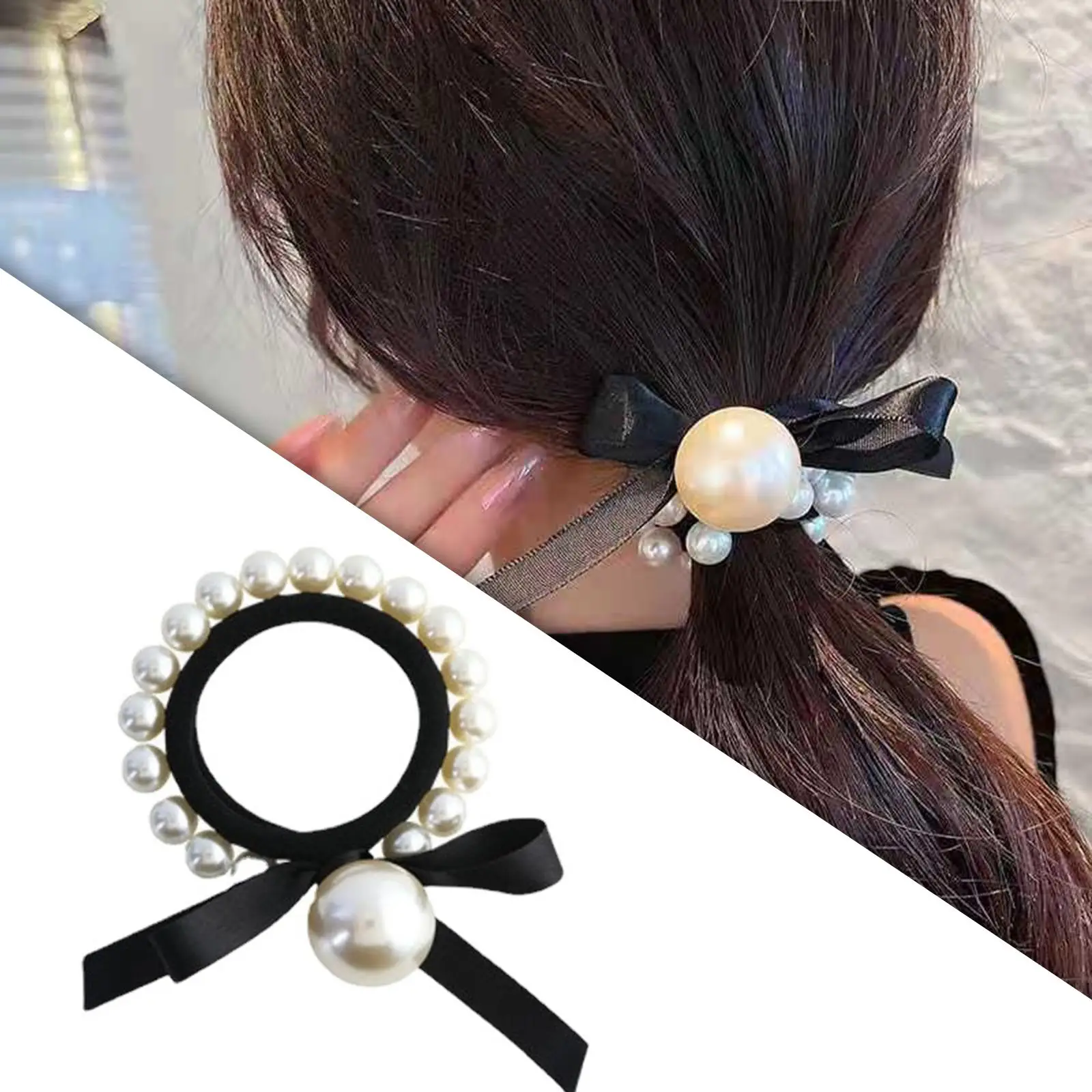 Mode Perle elastische Haar gummis Pferdes chwanz halten Haarschmuck Scrunchie