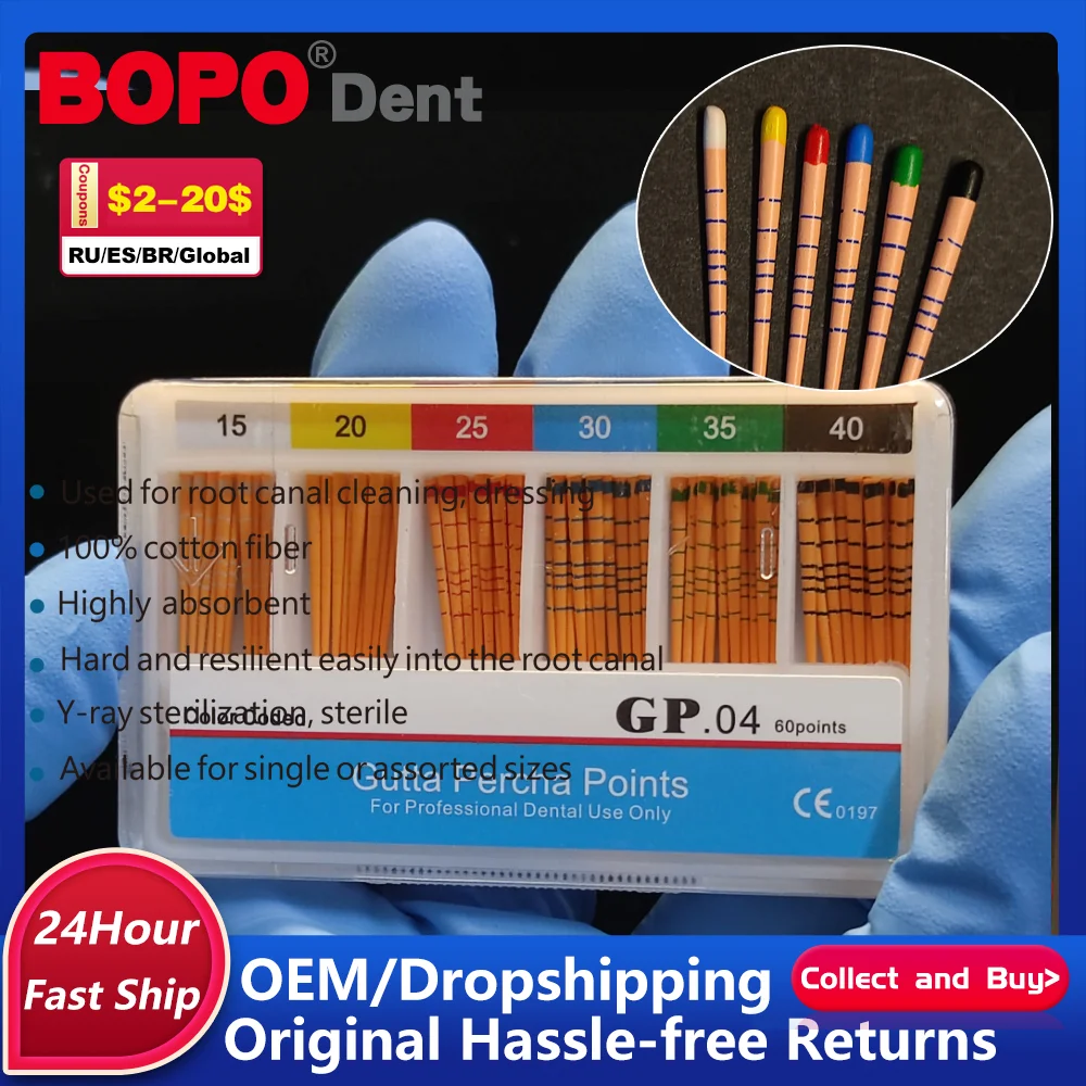 1 Box Dental Absorbent Paper Points Cotton Fiber Tips PP/GP 02 04 06 Taper 15-40# For Dentist Use Dentistry Materials 45-80# f5