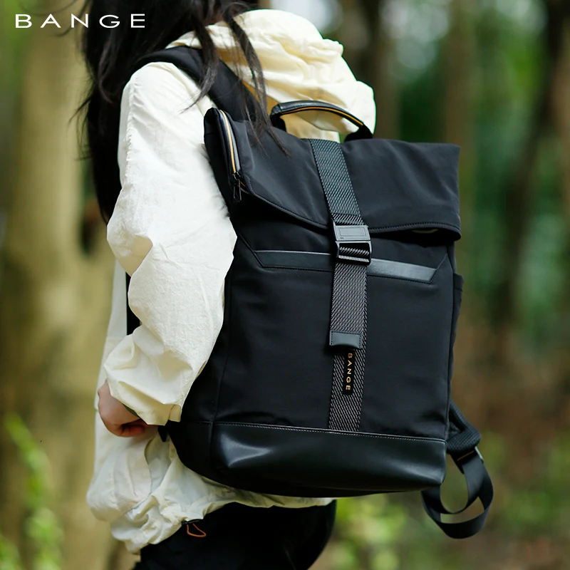 بانج لينة كبيرة 15.6 بوصة كمبيوتر محمول قابلة للتوسيع على ظهره خفيفة الوزن مقاوم للماء الرجال عادية حقيبة ظهر للسفر حقيبة مدرسية مع مشبك #6