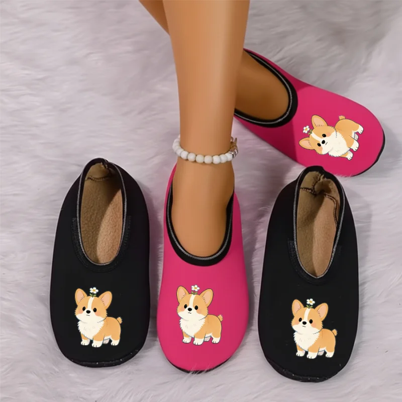

Four season wearable couple cartoon bird print with thin velvet lining, breathable, high elasticity, anti slip floor slippers