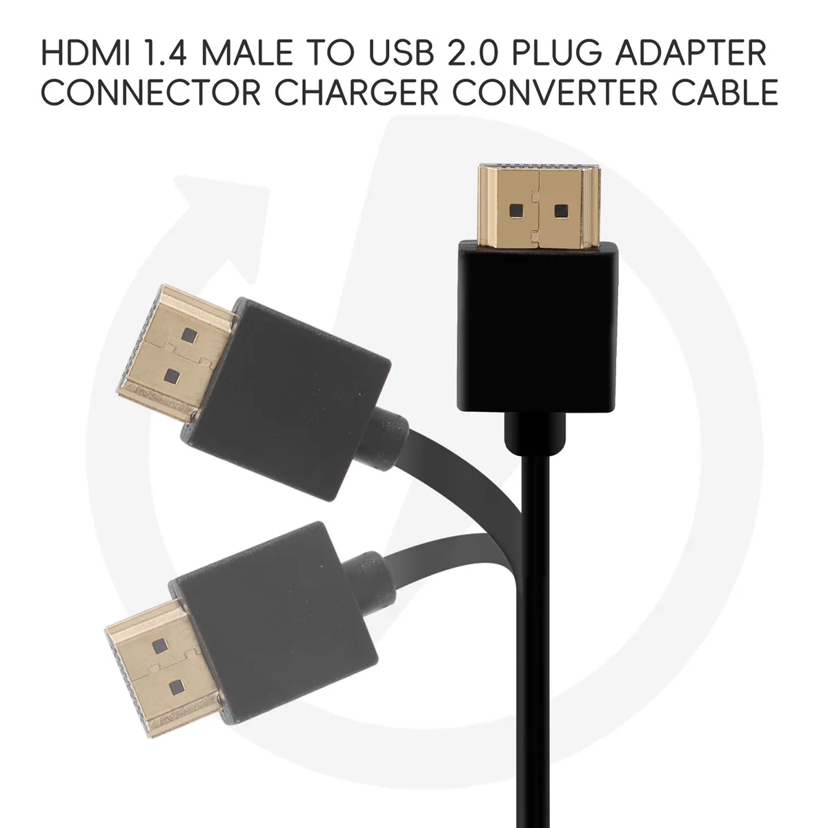 Kabel konverter pengisi daya konektor adaptor, kabel HDMI 1.4 jantan ke USB 2.0