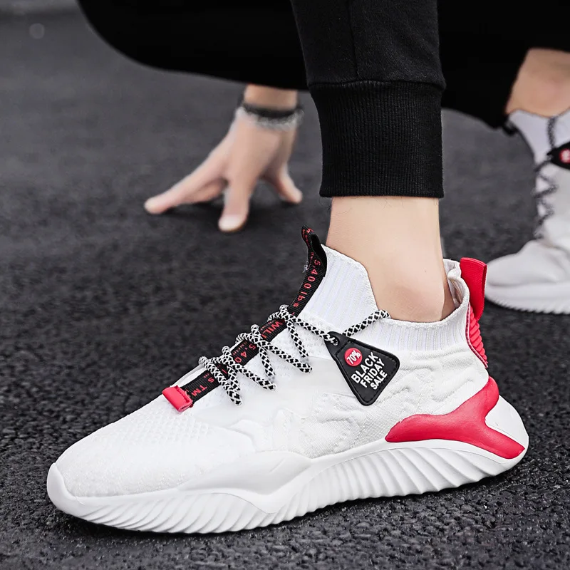 Men's Sock Sneakers Lace Up Breathable Knit Comfortable Lightweight Walking Shoes Thick Sole Daily Shoes view 4