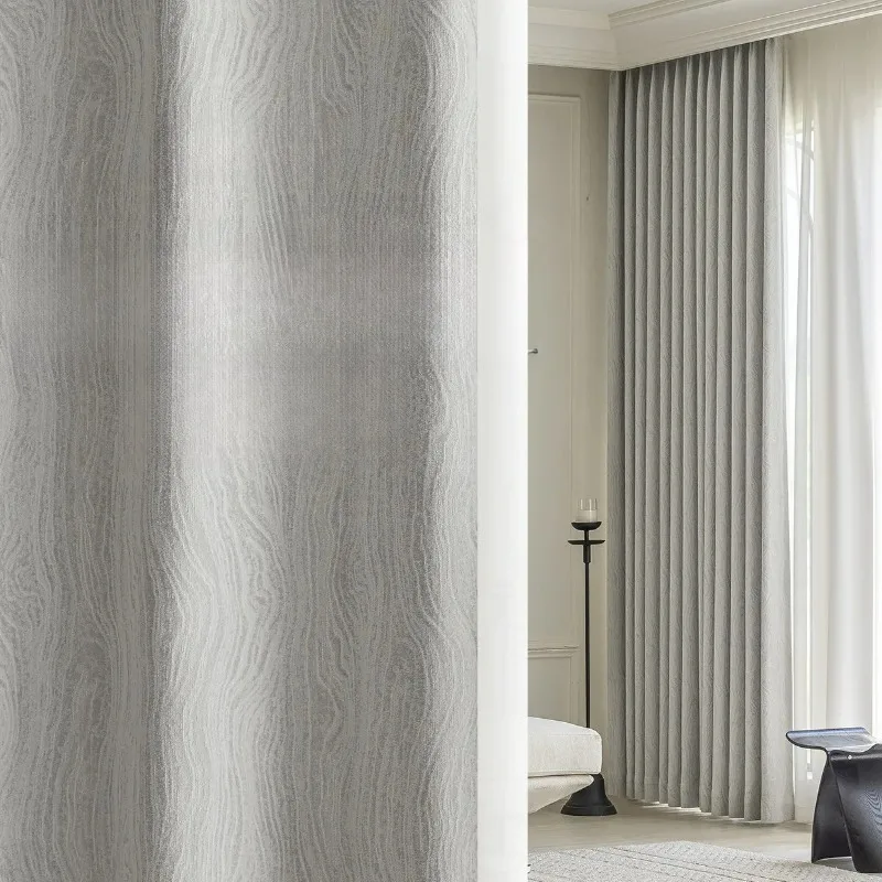 Blackout Bedroom Curtains - Chenille Modern Simple, Heat-Set for Full Darkness & Noise Reduction, Thermal Insulated