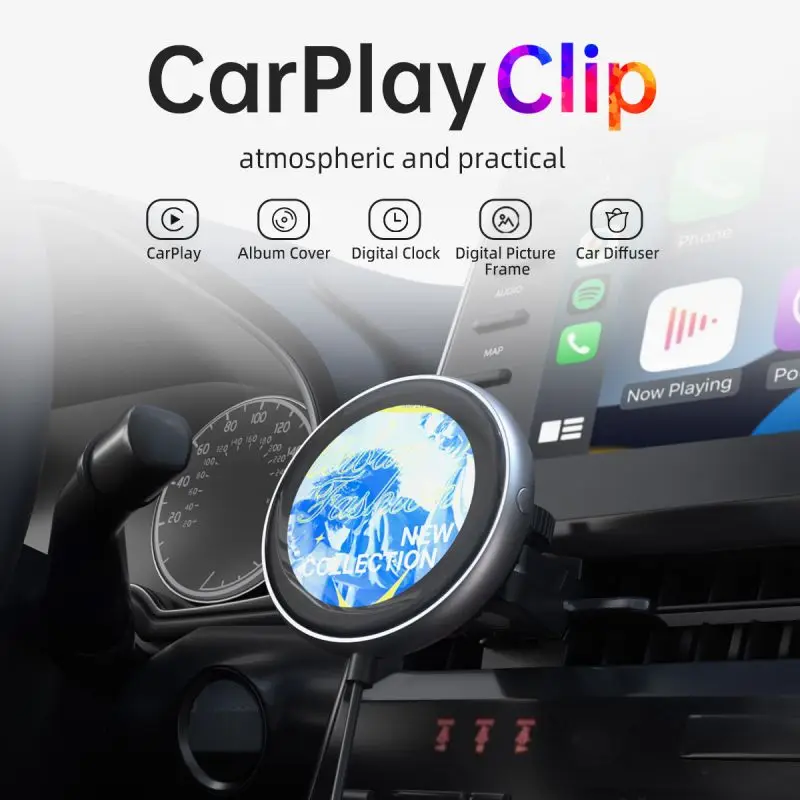 

Otto cast CarPlay Clip Multi-function Wireless CarPlay Adapter built in Car air freshener with DIY Picture screen for VW Benz