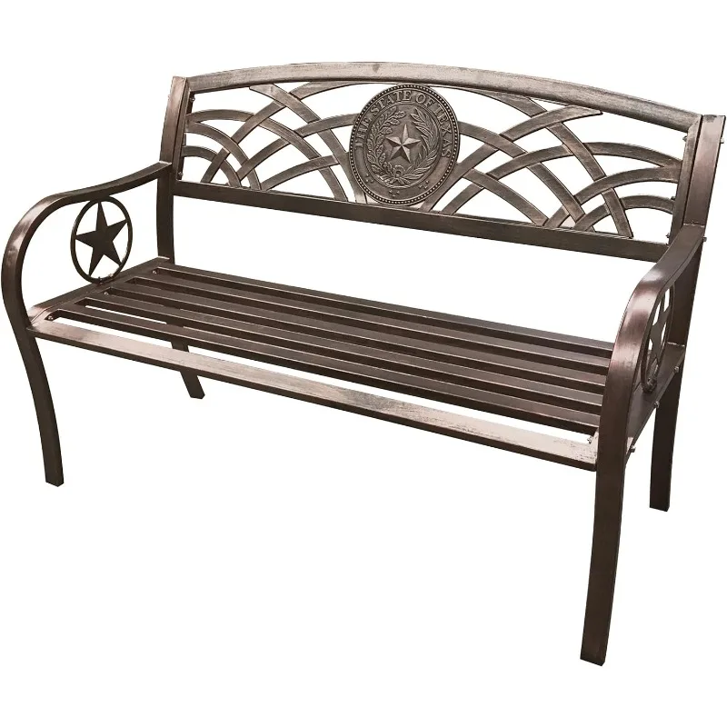 TX 93545 Texas State Seal Metal Bench