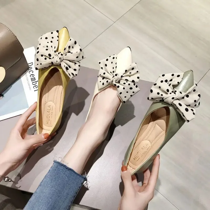 

Spring New Fashion All-match Design 2024 Pointy Bow Flat Shoes