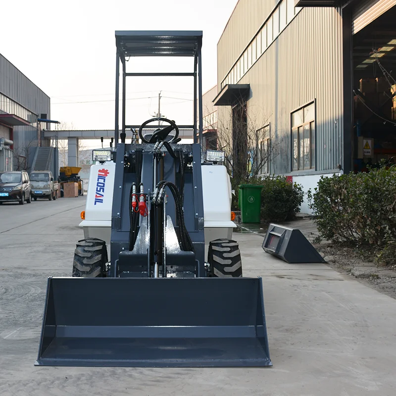 Custom Mini Skid Steer Loader with Bucket, Diesel Powered Compact Wheeled Front Loader for Farm, Garden and Landscaping