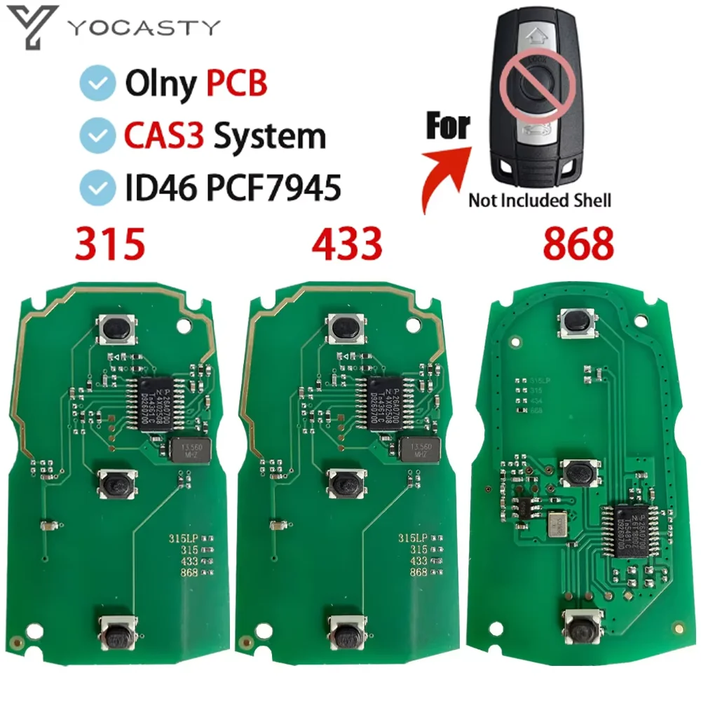 PCF7945 Chip 315/433/868MHz Remote Smart Car Key PCB For BMW 1/3/5/7 Series 2006-2012 CAS3 YKR55WK49127 KR55WK49123 KR55WK49186