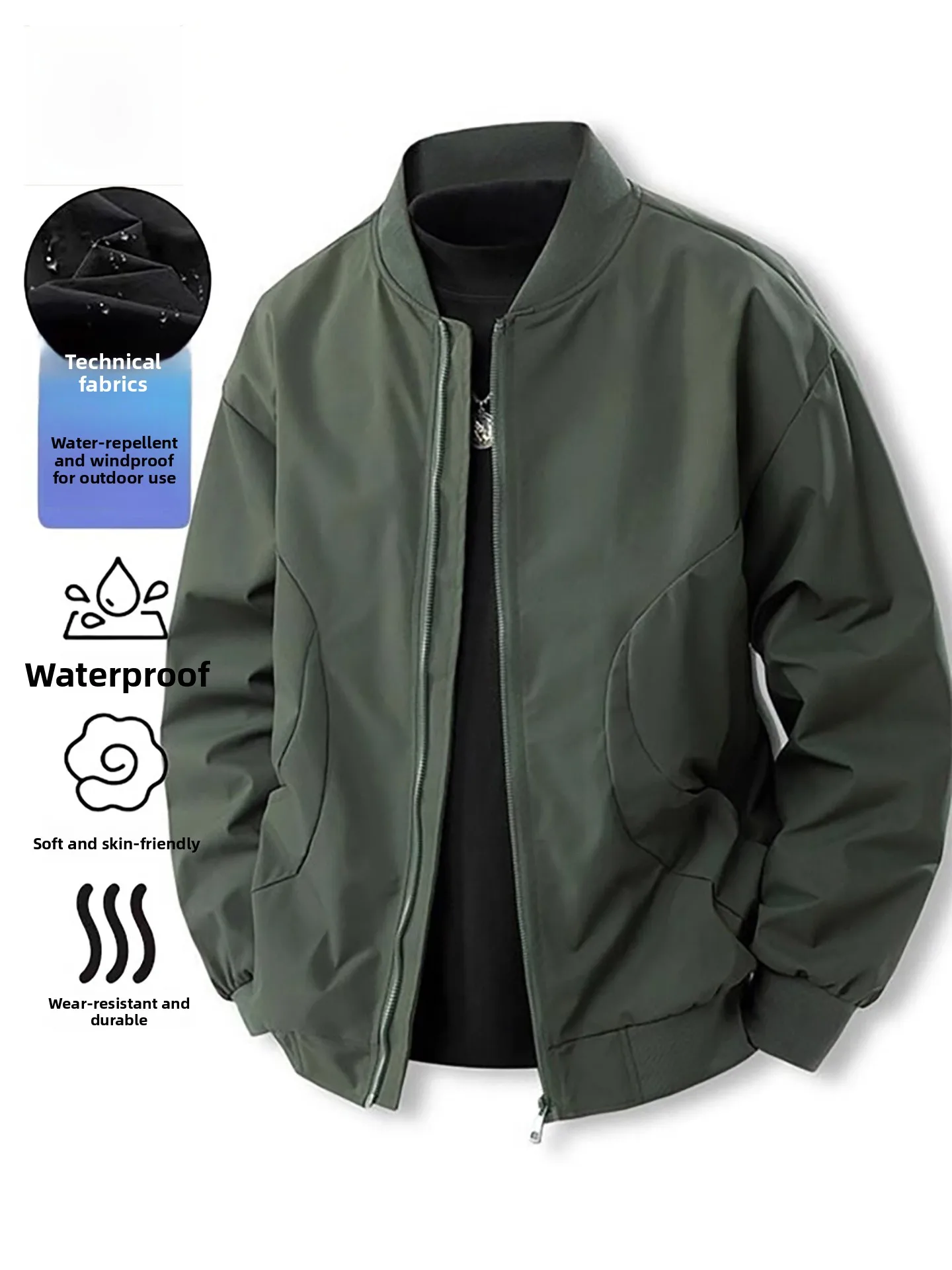 

TUCANO American Sle Baseball Jaet Casual Streetwear Spring Autumn Loose Fit Faionable Outerwear Waterproof Polyester