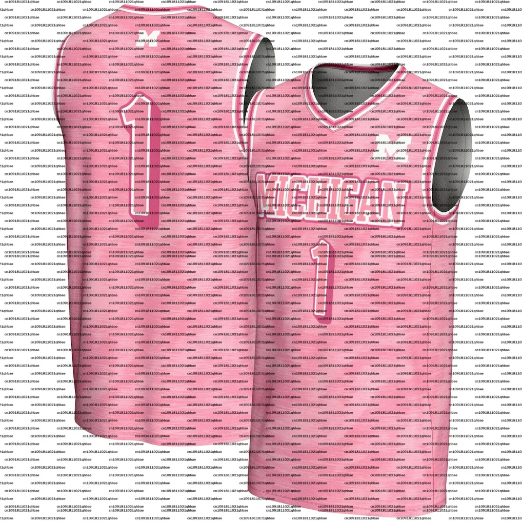 Locura de Marzo, Novedad de Verano # 1 camiseta rosa de baloncesto de los Michigan Wolverines para hombre y mujer, camiseta extragrande transpirable de secado rápido ﻿ ﻿
