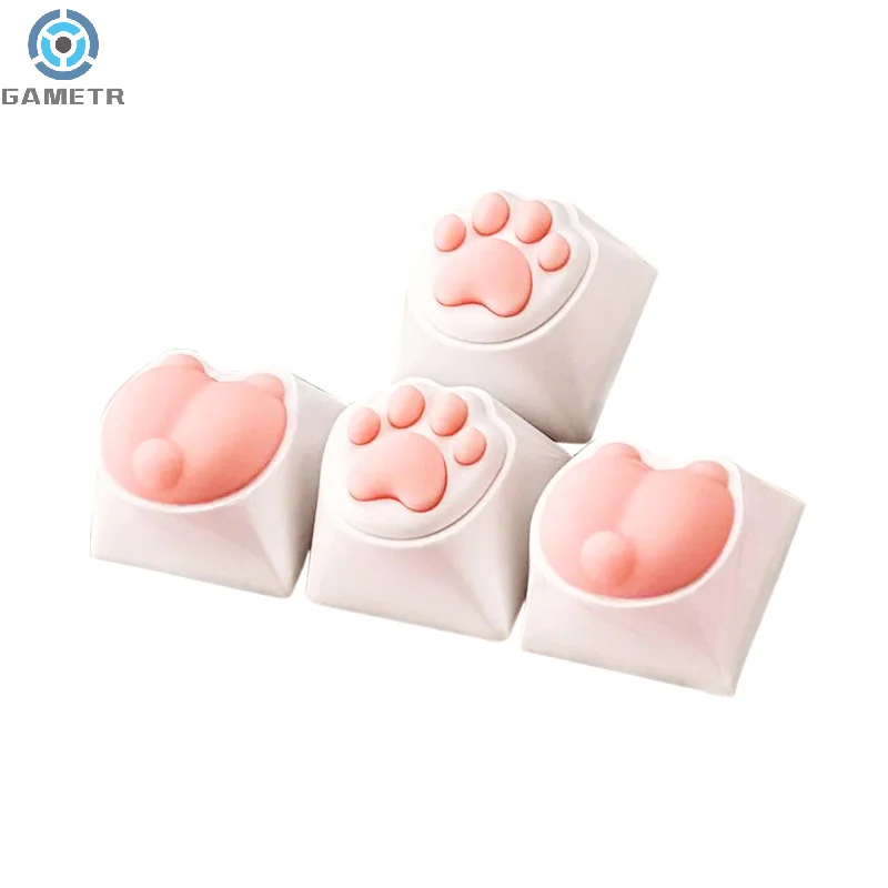 1 buah keycap kaki kucing lucu untuk Keyboard mekanik Cherry MX Switch DIY Cap kunci kustom Keycup silikon lembut warna Pink Artisan