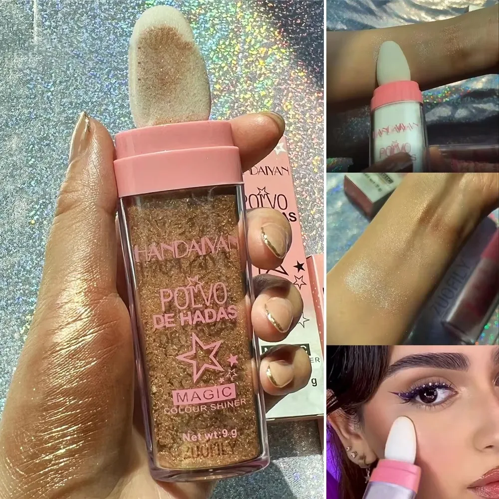 1 قطعة مسحوق الجنية اللامع الأبيض برونزي الوردي فضفاض تمييز الوجه الجسم بريق عصا ماكياج برونزي المنور مستحضرات التجميل