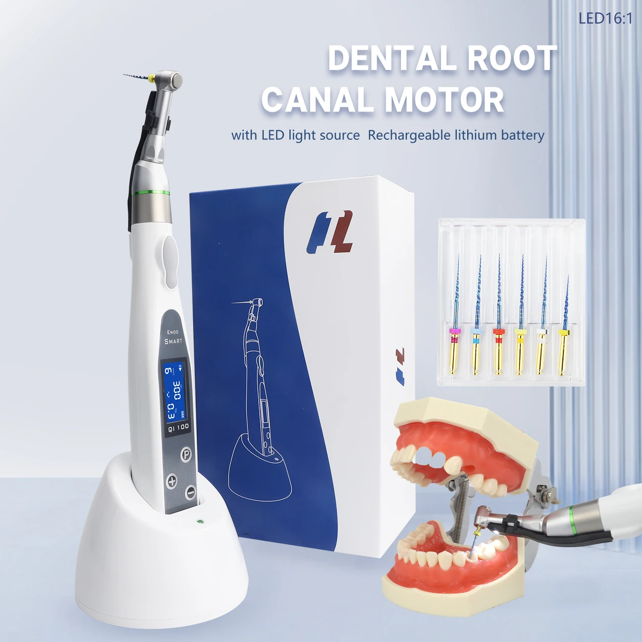 

Dental Wireless Endo Motor Smart With LED Lamp 16:1 Standard Contra Angle Root Canal Instrument Equipment