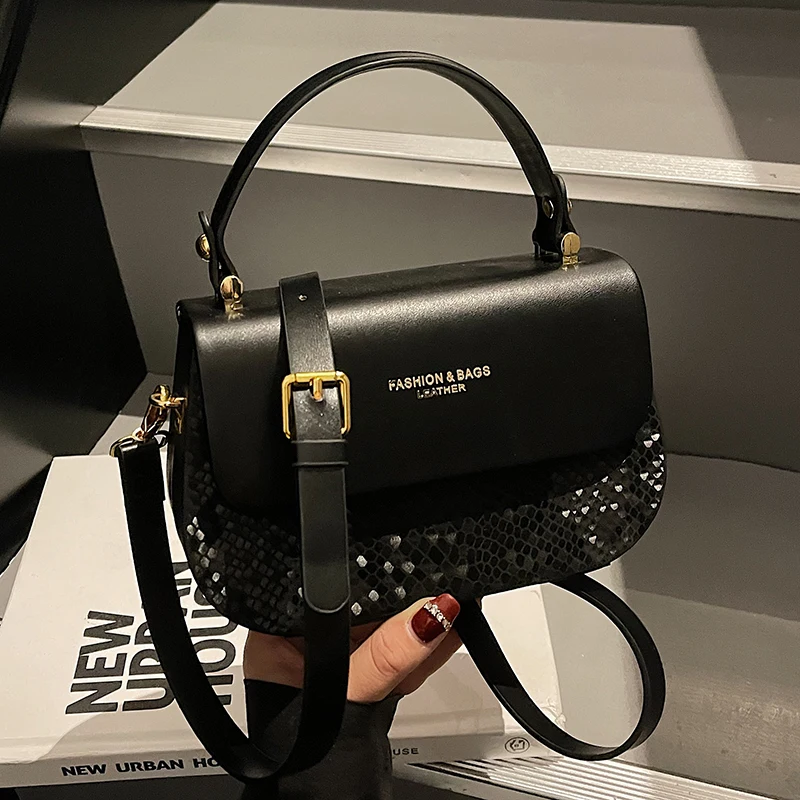 

Fashion Sequin Casual Handbag for Women Trendy Letter PU Leather Crossbody Bags Solid Color Buckle Square Shoulder Pack