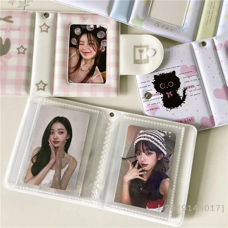 【YY26】3 Inch Photo Album 32 Pockets Fork Black Cat Style ID Card Kpop Idol Photo Card Holder Storage Collect Book
