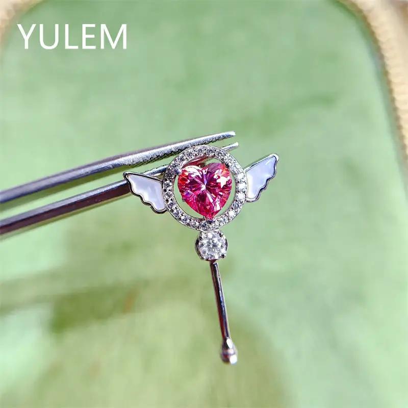 

Luxury 925 Sterling Silver 1 Ct Perfect Cut Passed Diamond Test D Color Pink Heart Moissanite Pendant Necklace for Women