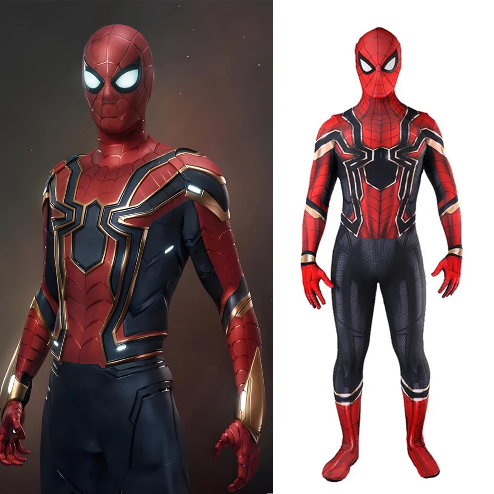 

Home Coming Spidey Cosplay Iron Spiderman Costume 3D Printed Spandex Superhero Halloween Costume Jumpsuits Bodysuit Adult Boys