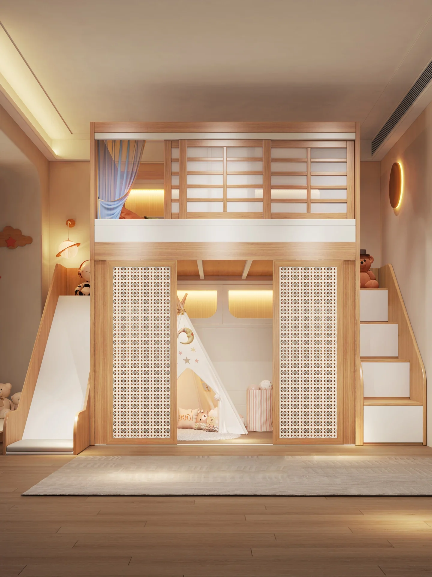 New privacy secret base bed with partition sliding door bunk bed bunk bed does not disturb each