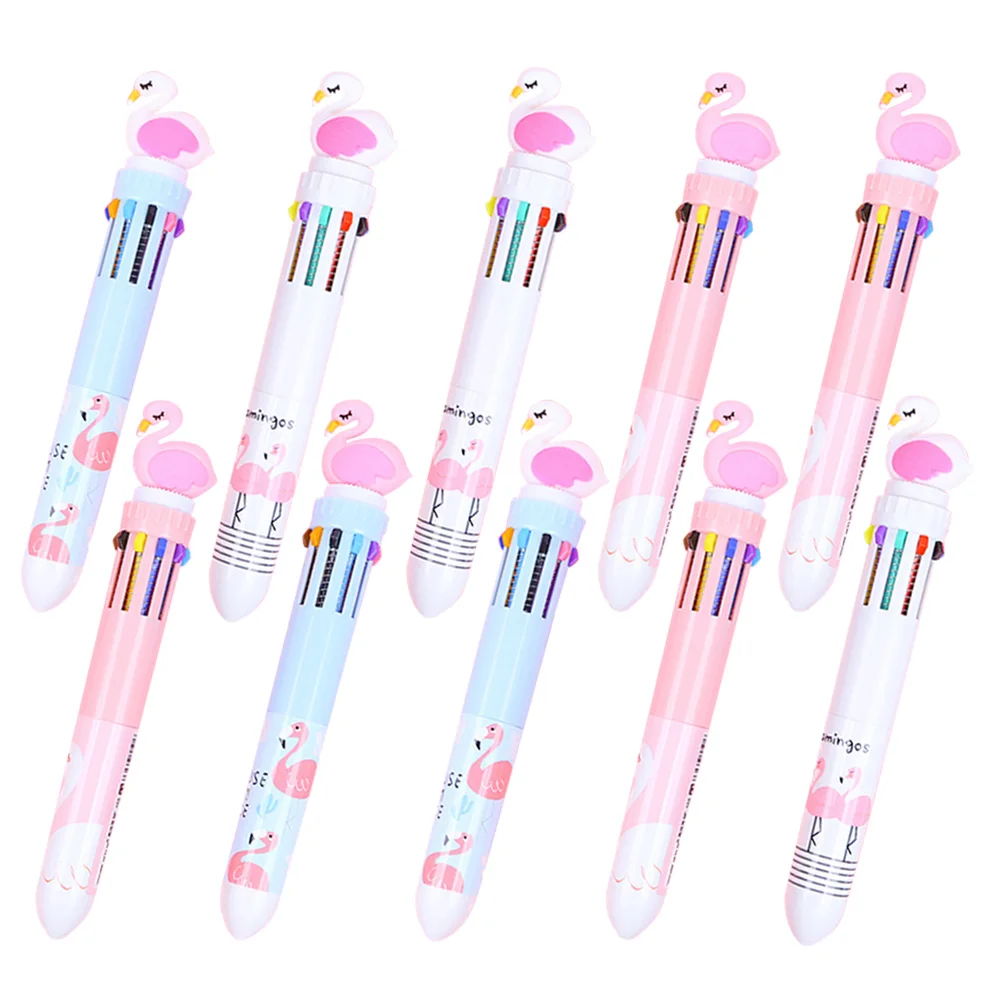 

10 Pcs Ballpoint Pen Colored Retractable Pens Multicolor Small and Fresh
