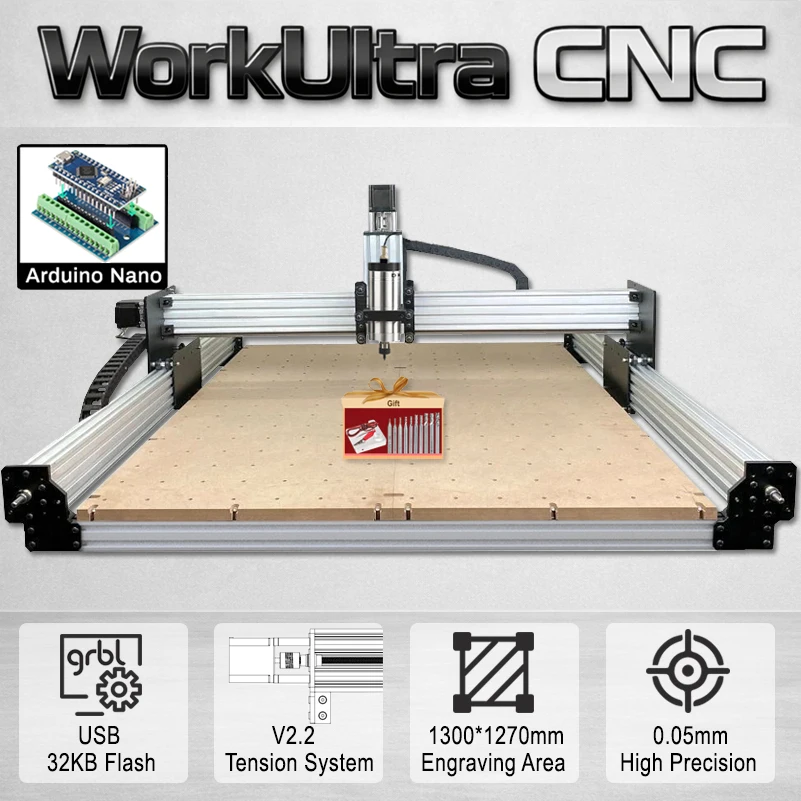 

BulkMan3D WorkUltra V2.2 4-Axis CNC Router Machine GRBL Control High Precision CNC Engraver for Wood Metal Acrylic Milling DIY